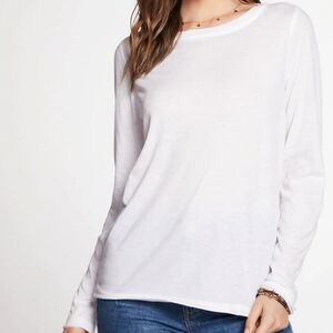 Chaser Brand Recycled Vintage Jersey Raw Edge Crew Neck Tee White, Size XS